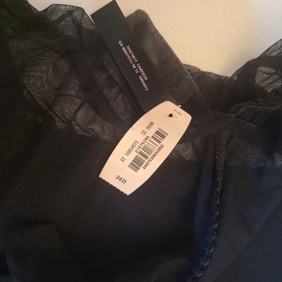 Victoria's Secret Lingerie Black Floral Bows, Mesh Panels, Garter Straps 36D - Picture 15 of 15